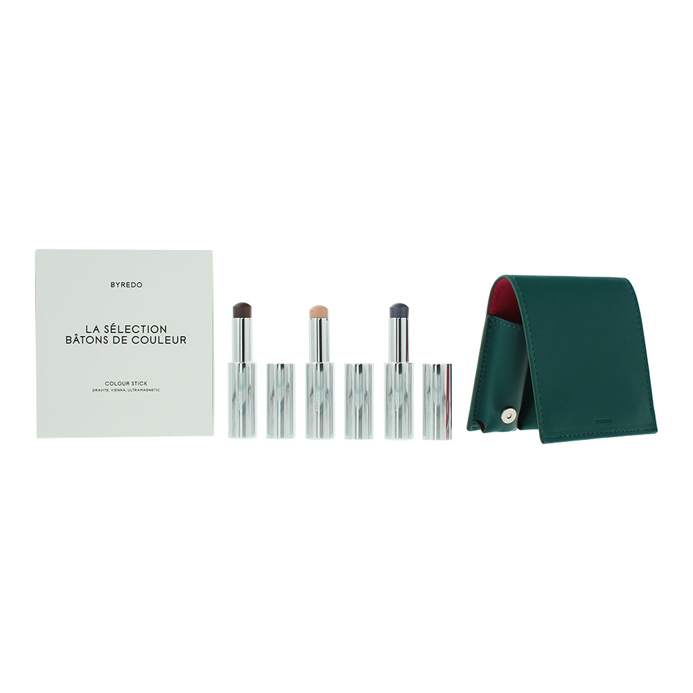 Byredo Deep Teal Set Of 3 + Leather Pouch: Solar Flare Flower Play Kumato Face Stick 3 X 3.5g