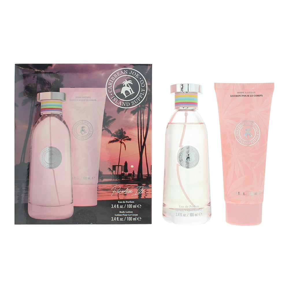 Caribbean Joe Island Supply Paradise Isle Photobox 2 Piece Gift Set: Eau de Parfum 100ml - Body Lotion 100ml
