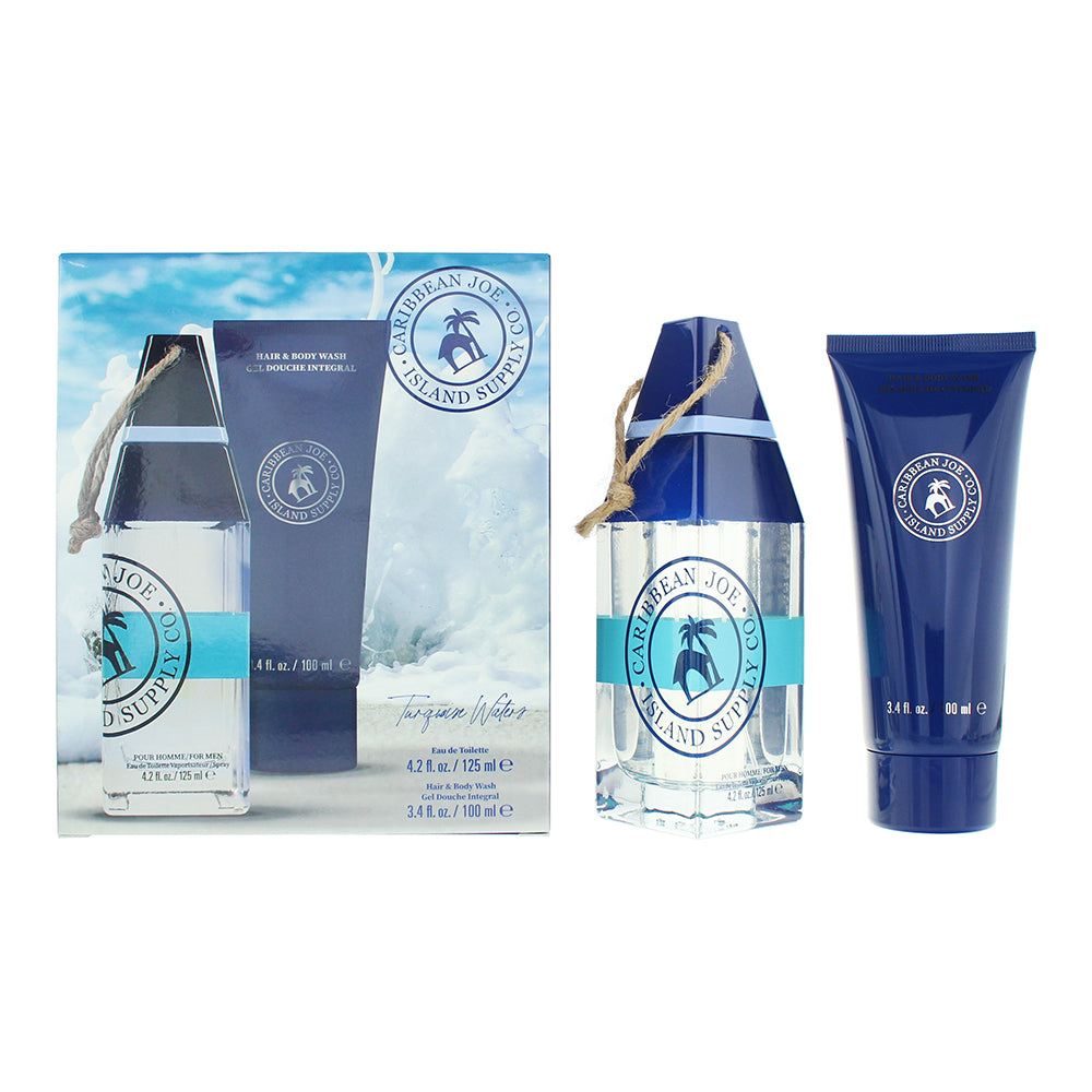Caribbean Joe Island Supply Turquoise Waters Photobox 2 Piece Gift Set: Eau de Toilette 125ml - Hair & Body Wash 100ml