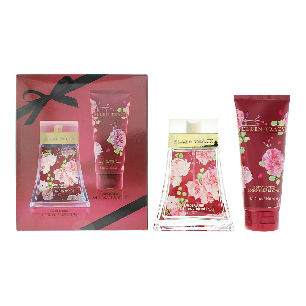 Ellen Tracy Classic Florals Red Sensational Photobox 2 Piece Gift Set: Eau de Parfum 100ml - Body Lotion 100ml