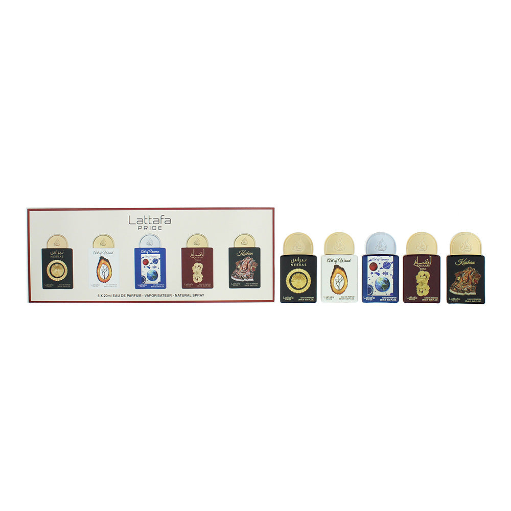Lattafa Pride Piece Gift Set: Nebras Eau de Parfum 20ml - Art of Wood Eau de Parfum 20ml - Art of Universe Eau de Parfum 20ml - Ansaam Gold Eau de Pa