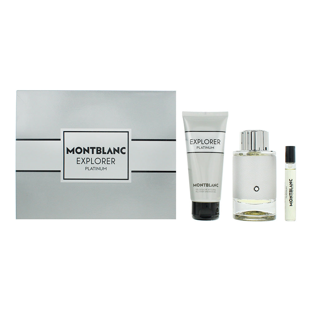 Montblanc Explorer Platinum 3 Piece Gift Set: Eau de Parfum 100ml - Eau de Parfum 7.5ml - Shower Gel 100ml
