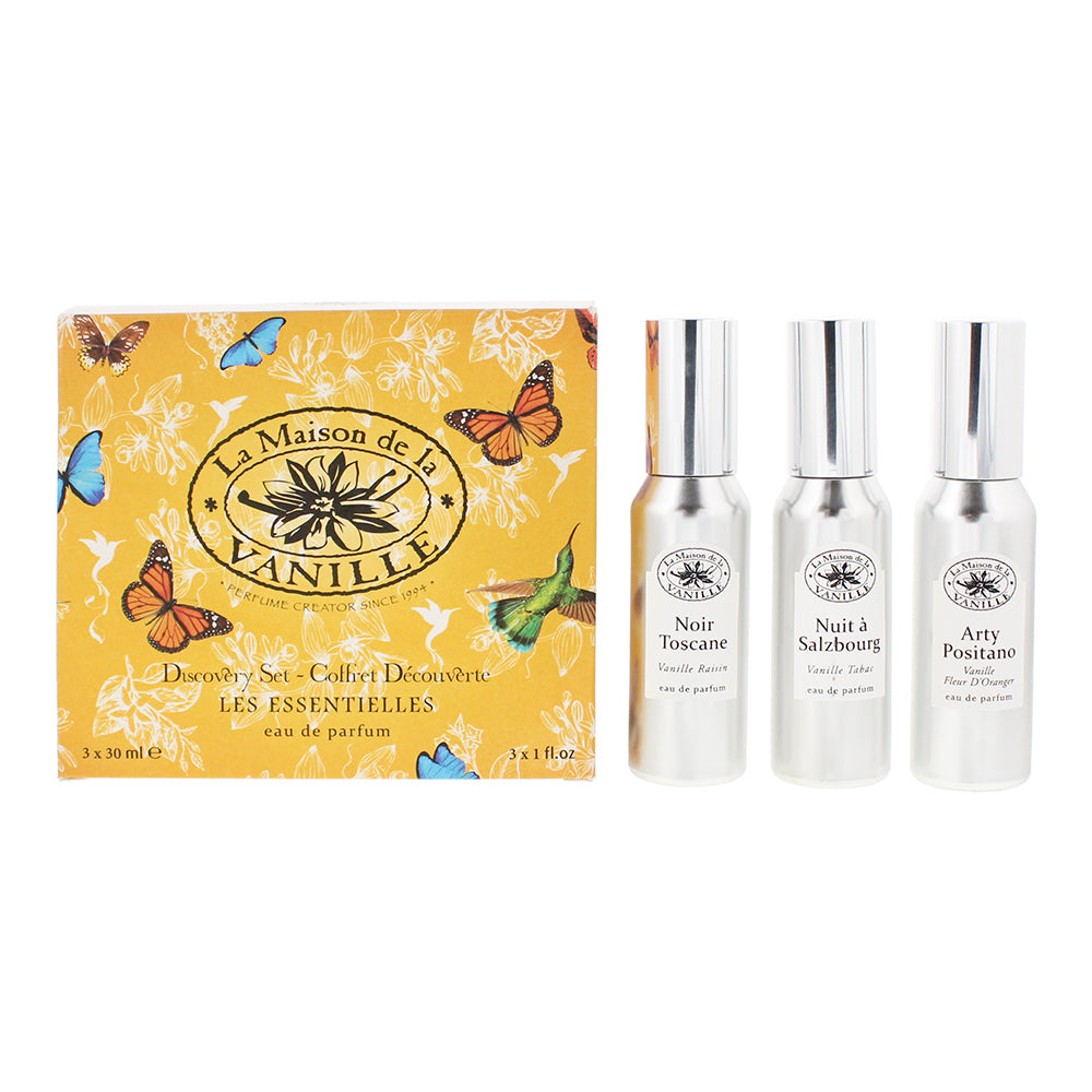 Maison De La Vanille Discovery Set 3 Piece Gift Set: Nuit a Salzbourg Eau de Parfum 30ml - Arty Positano Eau de Parfum 30ml - Noir Toscane Eau de Parf