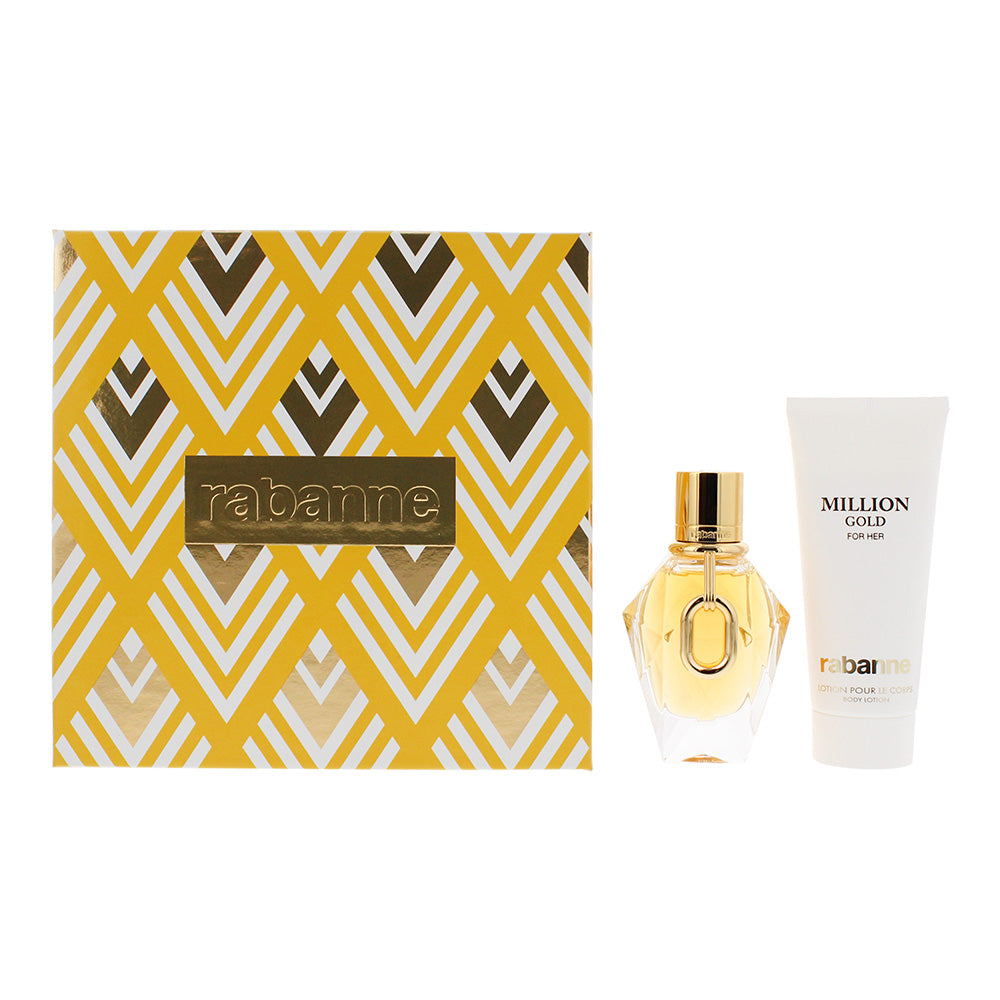 Paco Rabanne Million Gold 2 Piece Gift Set: Eau de Parfum 50ml - Body Lotion 100ml