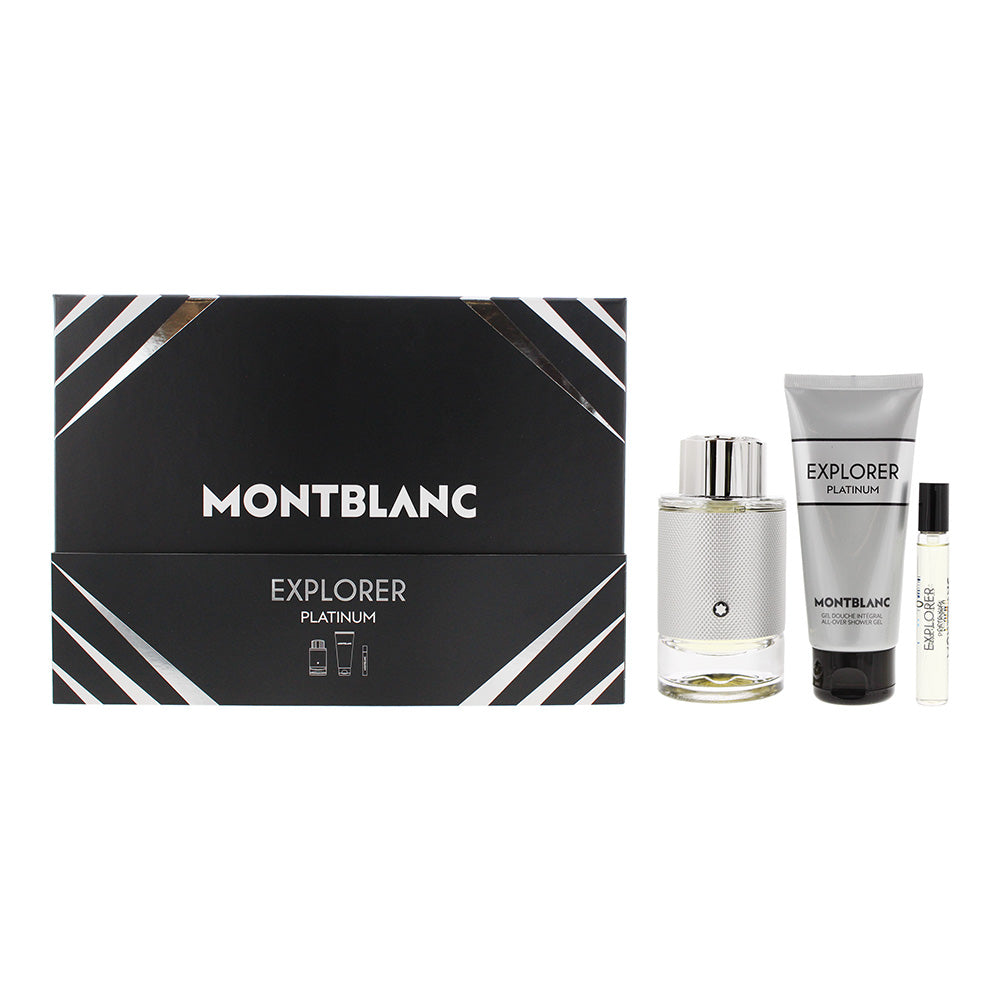 Montblanc Explorer Platinum 3 Piece Gift Set: Eau de Parfum 100ml - Eau de Parfum 7.5ml - Shower Gel 100ml
