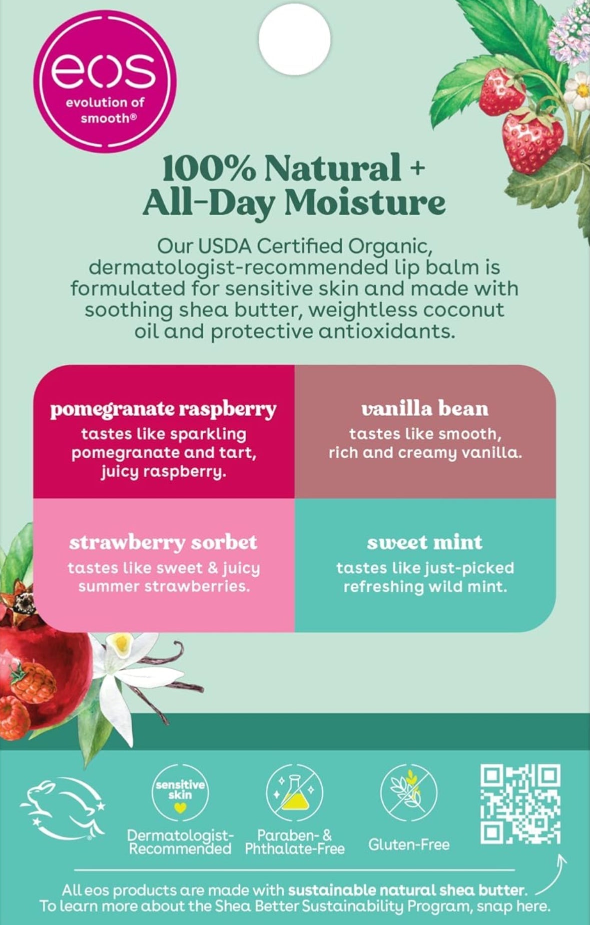EOS Natural & Organic Shea Lip Balm Stick 4-Pack – Bestselling Flavours