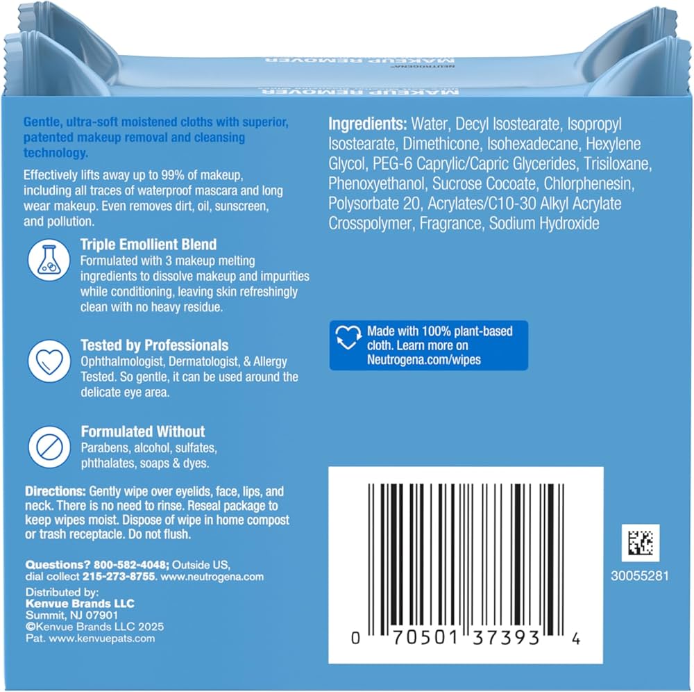 Neutrogena Micellar Alcohol-Free Makeup Remover Cleansing Wipes (Twin Pack)