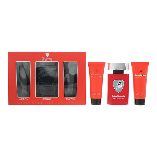 Tonino Lamborghini Sportivo 3 Piece Gift Set: Eau de Toilette 125ml - Shower Gel 100ml - Aftershave Balm 100ml