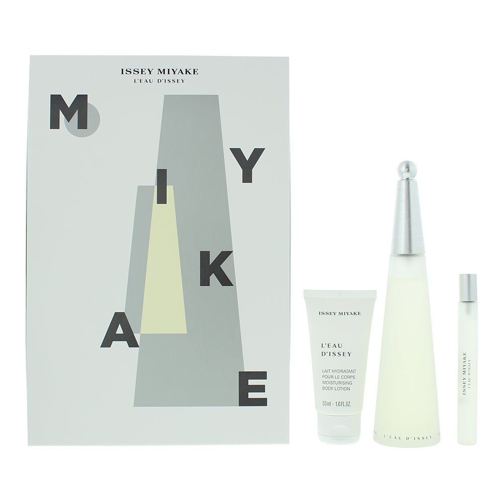 Issey Miyake L'eau D'issey 3 Piece Gift Set: Eau de Toilette 100ml - Body Lotion 50ml - Eau de Toilette 10ml