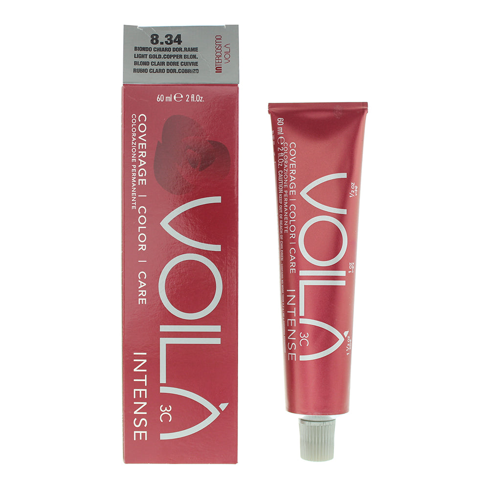 Intercosmo Voilà 3C Intense 8.34 Light Golden Copper Blonde Hair Colour 60ml