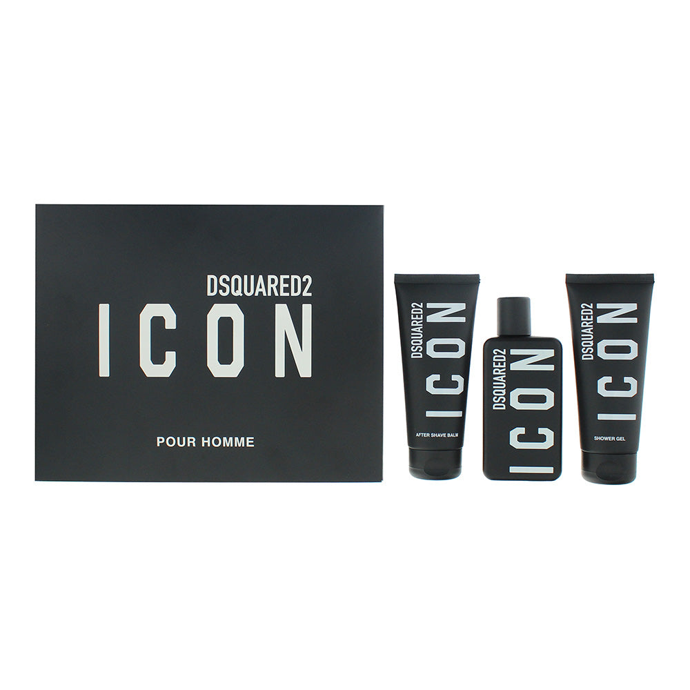 Dsquared2 Icon Pour Homme 3 Piece Gift Set: Eau de Parfum 100ml - Body Lotion 100ml - Aftershave Balm 100ml