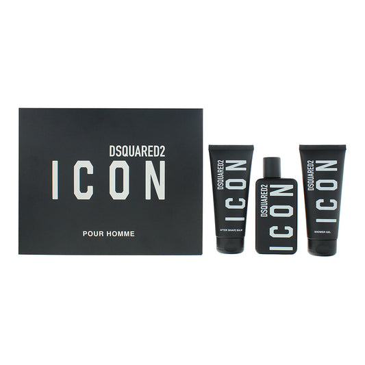 Dsquared2 Icon Pour Homme 3 Piece Gift Set: Eau de Parfum 100ml - Body Lotion 100ml - Aftershave Balm 100ml