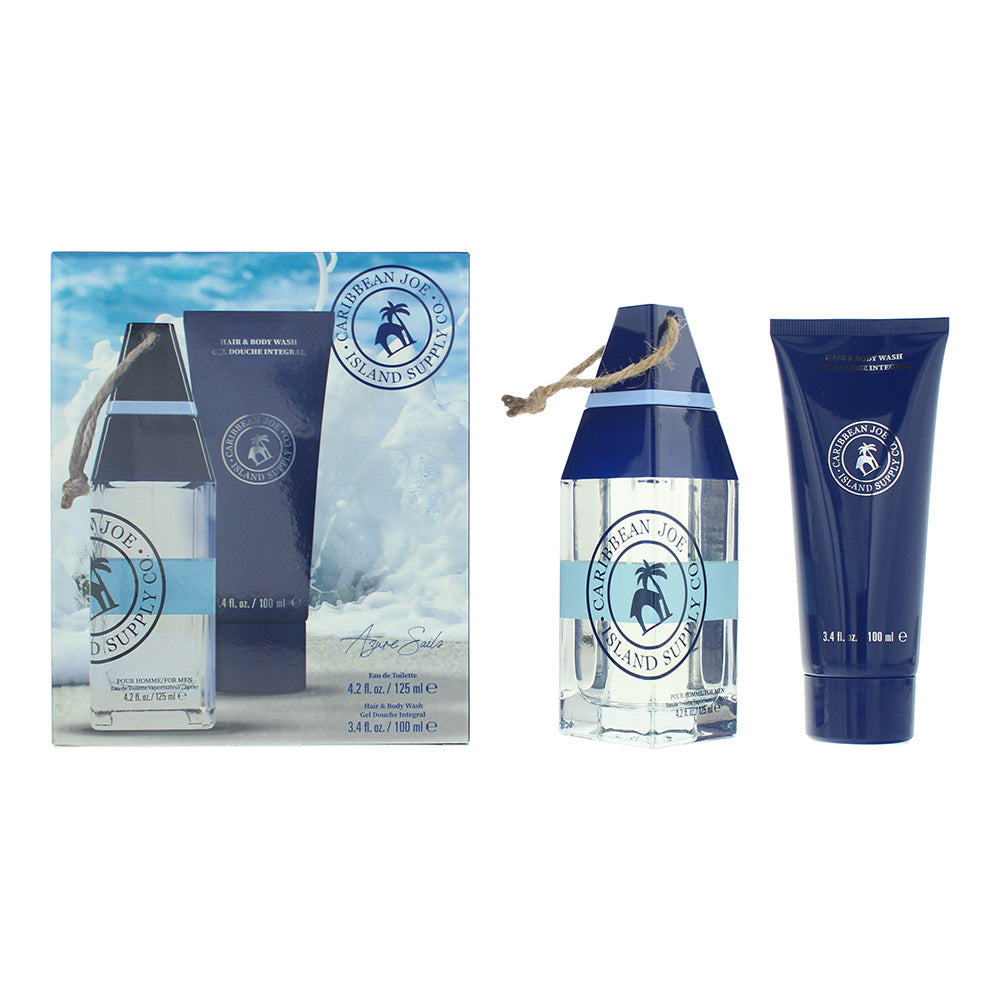 Caribbean Joe Island Supply Sails Photobox 2 Piece Gift Set: Eau de Toilette 125ml - Hair & Body Wash 100ml