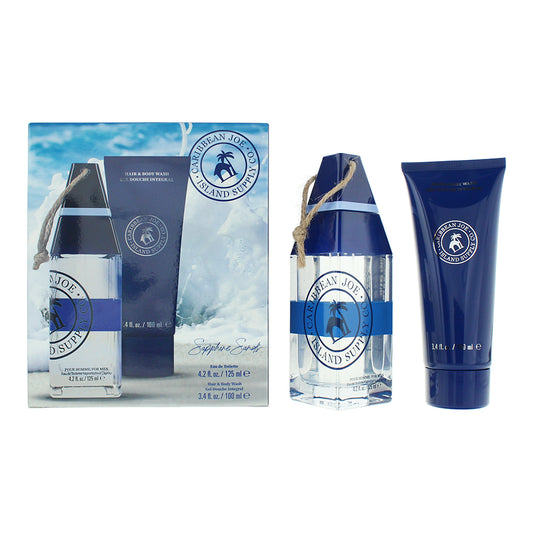 Caribbean Joe Island Supply Sapphire Sands Photobox 2 Piece Gift Set: Eau de Toilette 125ml - Hair & Body Wash 100ml
