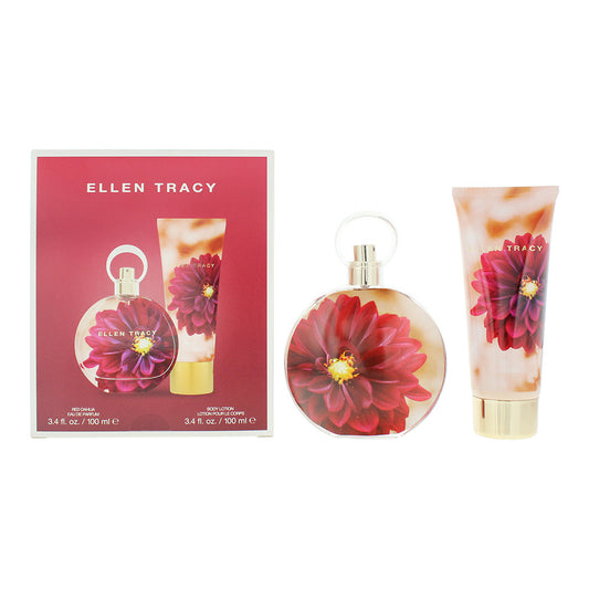 Ellen Tracy Dream Florals Red Dahlia Photobox 2 Piece Gift Set: Eau de Parfum 100ml - Body Lotion 100ml