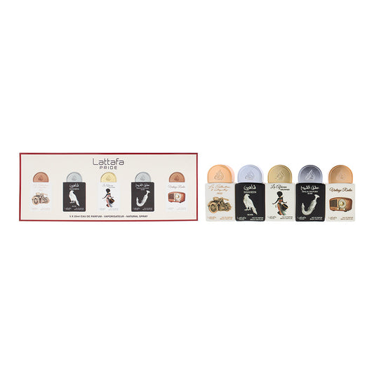 Lattafa Pride 5 Piece Gift Set: La Collection  D’antiquités Eau de Parfum 20ml - Shahan Silver Eau de Parfum 20ml - La African Drummer Eau de Parfum 2