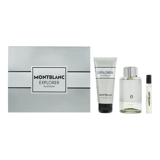 Montblanc Explorer Platinum 3 Piece Gift Set: Eau de Parfum 100ml - Eau de Parfum 7.5ml - Shower Gel 100ml