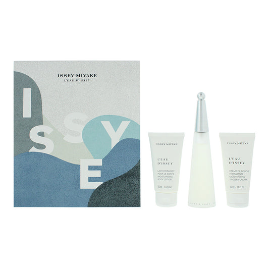 Issey Miyake L'eau D'issey 3 Piece Gift Set: Eau de Toilette 50ml - Body Lotion 50ml - Shower Cream 50ml