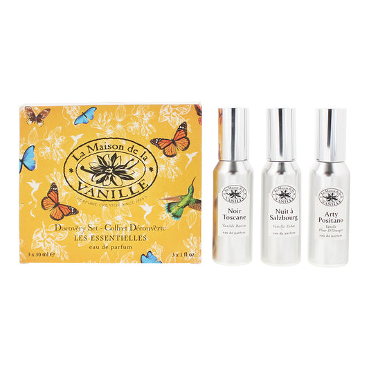 Maison De La Vanille Discovery Set 3 Piece Gift Set: Nuit a Salzbourg Eau de Parfum 30ml - Arty Positano Eau de Parfum 30ml - Noir Toscane Eau de Parf