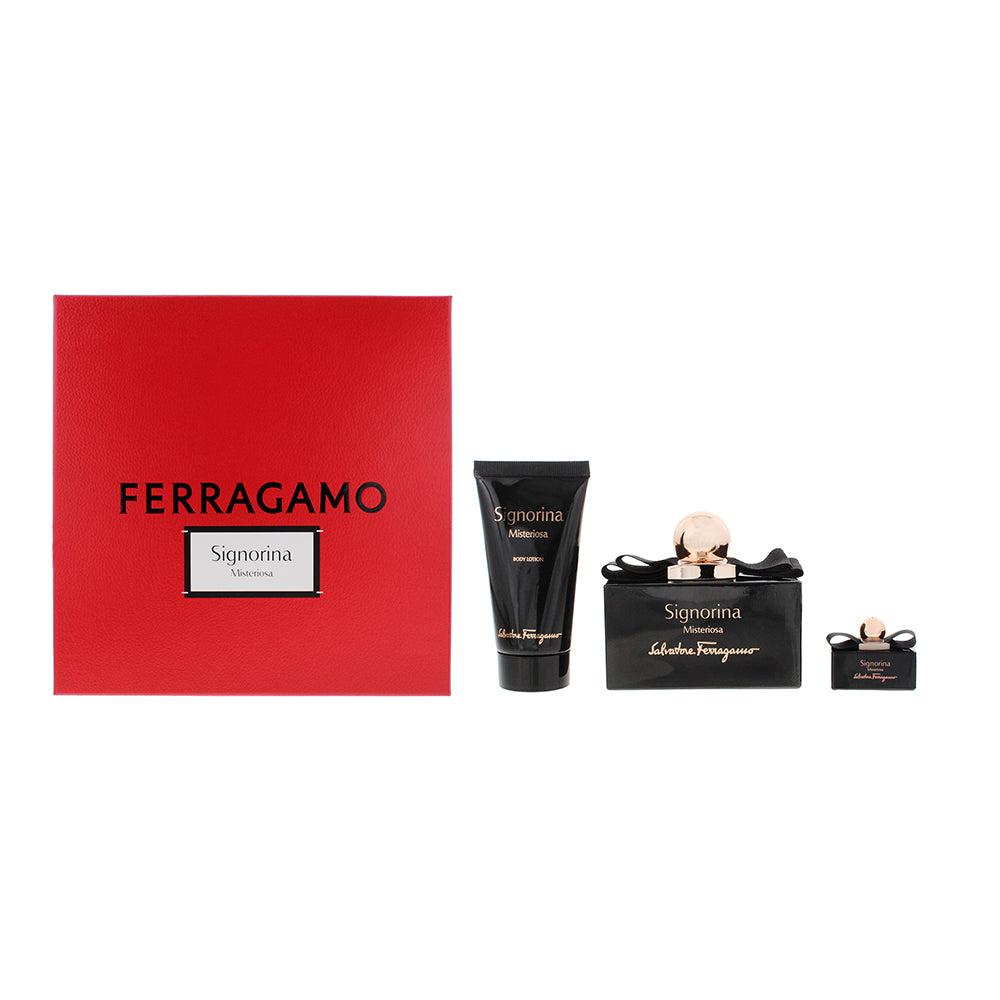 Salvatore Ferragamo Signorina Misteriosa 3 Piece Gift Set: Eau De Parfum 100ml - Eau De Parfum 5ml - Body Lotion 50ml