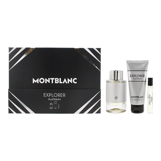 Montblanc Explorer Platinum 3 Piece Gift Set: Eau de Parfum 100ml - Eau de Parfum 7.5ml - Shower Gel 100ml