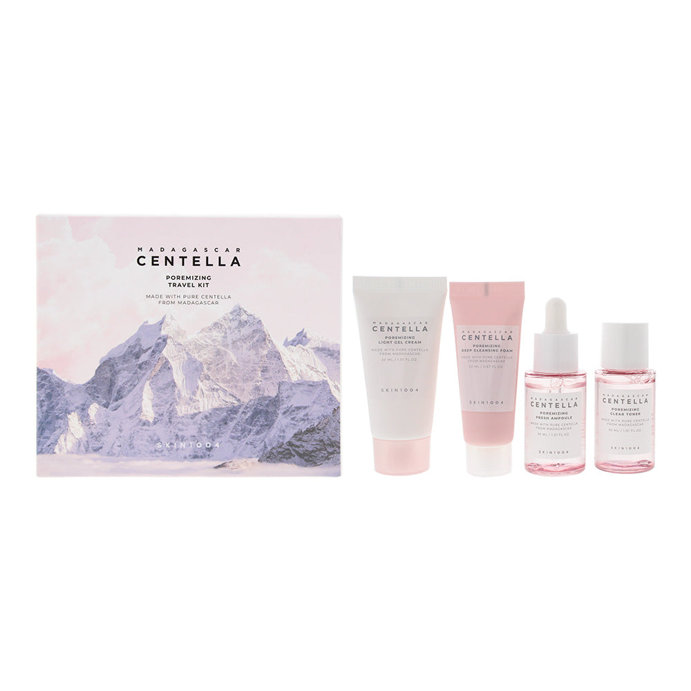 Skin1004 Madagascar  Centella Poremizing 4 Piece Gift Set: Toner 30ml - Ampoule 30ml - Cleansing Foam 30ml - Gel Cream 30ml