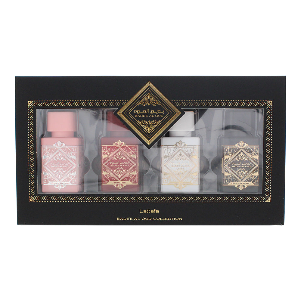 Lattafa Bade'e Al Oud Collection 4 Piece Gift Set: Sublime EDP 25ml - Noble Blush EDP 25ml - Glory EDP 25ml - Honor & Glory EDP 25ml
