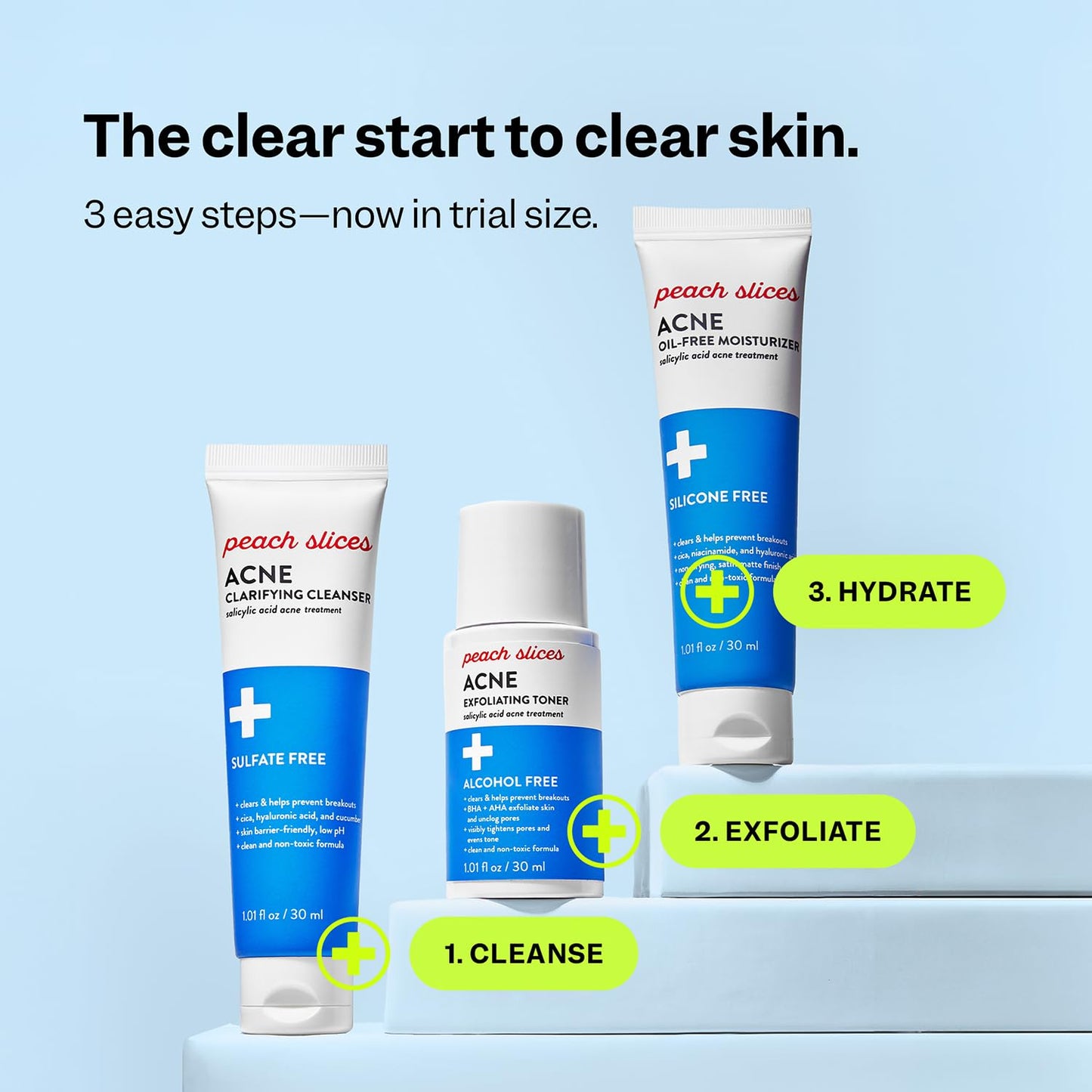 Peach Slices 3-Step Acne Starter Kit – Cleanser, Toner & Moisturiser