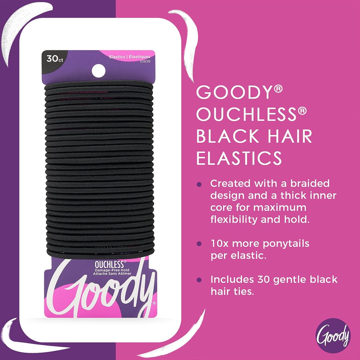 Goody Ouchless No-Metal Soft Hair Elastics (30 Pack)
