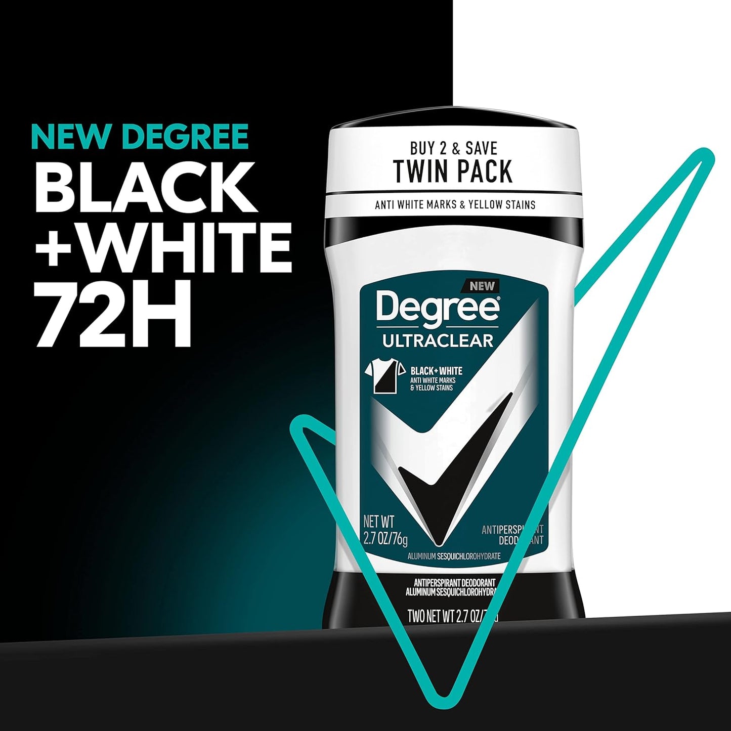 Degree Men UltraClear Black+White 72HR Antiperspirant (2 Pack)