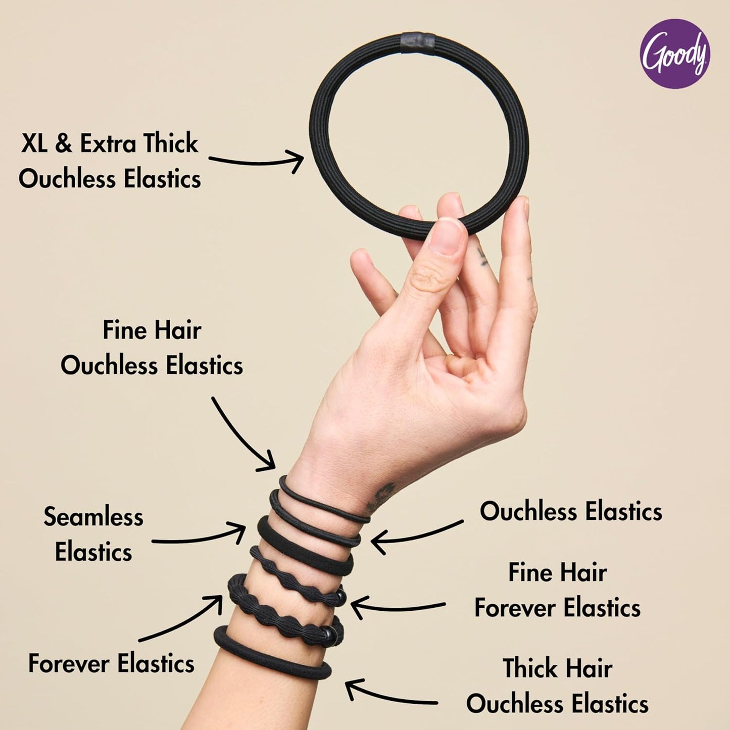 Goody Ouchless No-Metal Soft Hair Elastics (30 Pack)