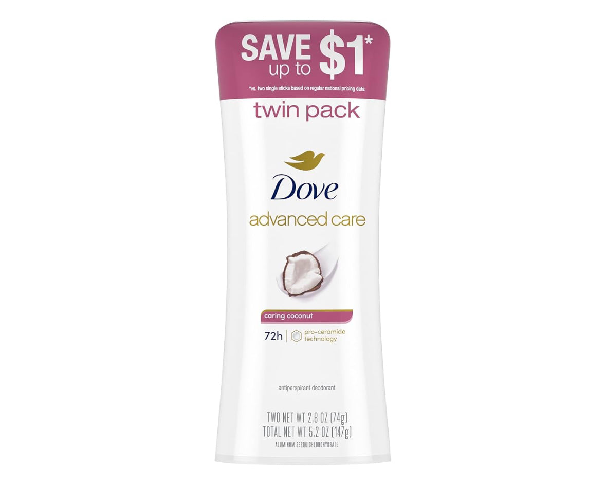 Dove Advanced Care Caring Coconut Pro-Ceramide Antiperspirant (2 Pack)