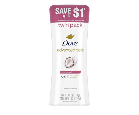Dove Advanced Care Caring Coconut Pro-Ceramide Antiperspirant (2 Pack)