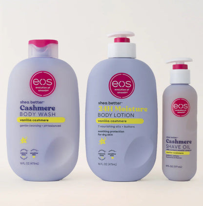 EOS Vanilla Cashmere 3-Piece Essentials Bundle – Lotion, Wash & Shave