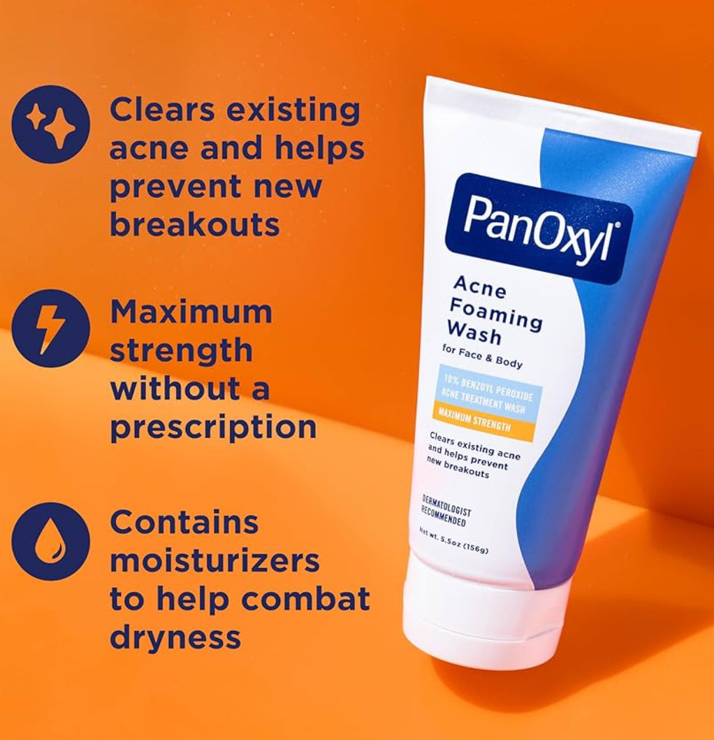 PanOxyl Maximum Strength 10% Benzoyl Peroxide Foaming Acne Wash