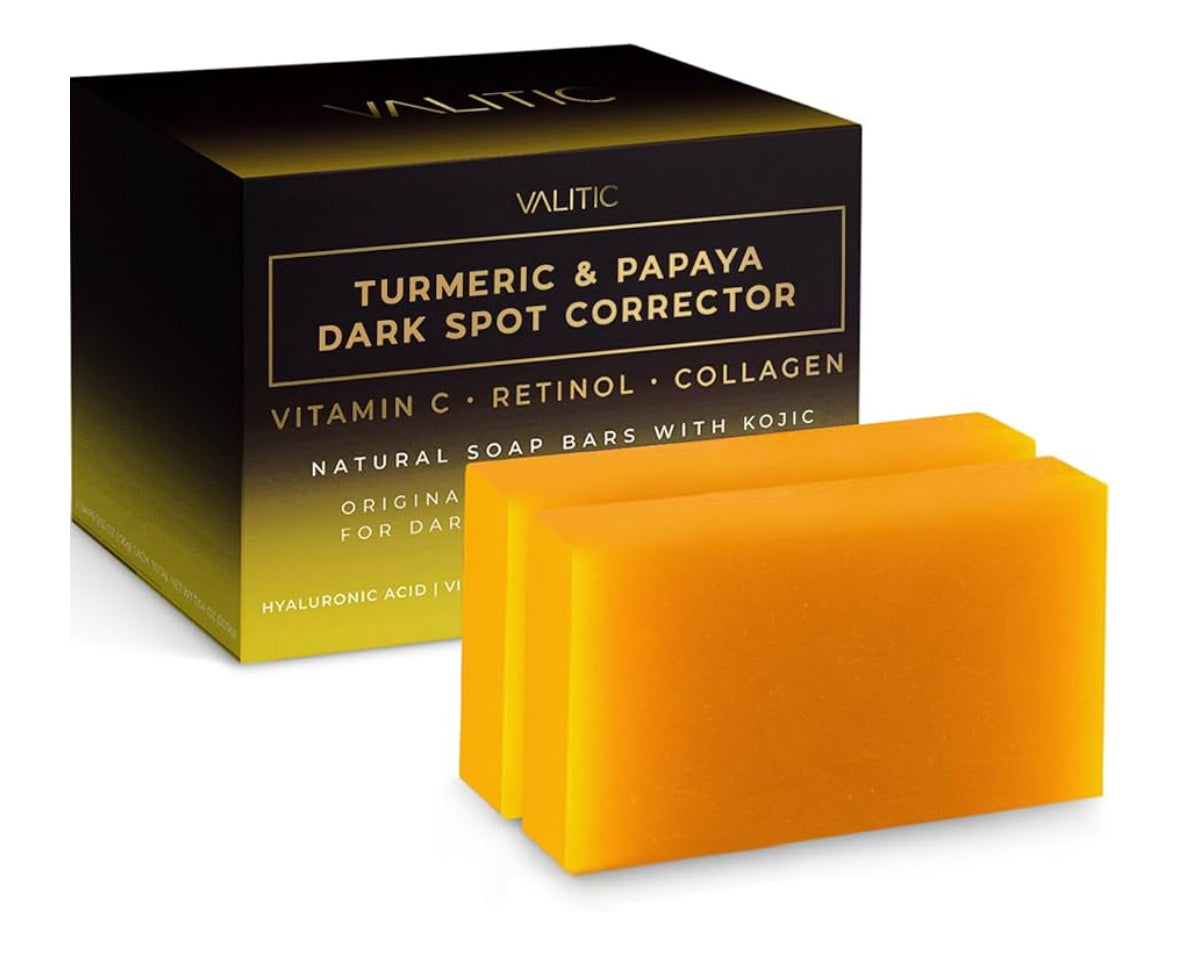 VALITIC Papaya, Turmeric & Kojic Acid Dark Spot Soap Bar (2 Pack)