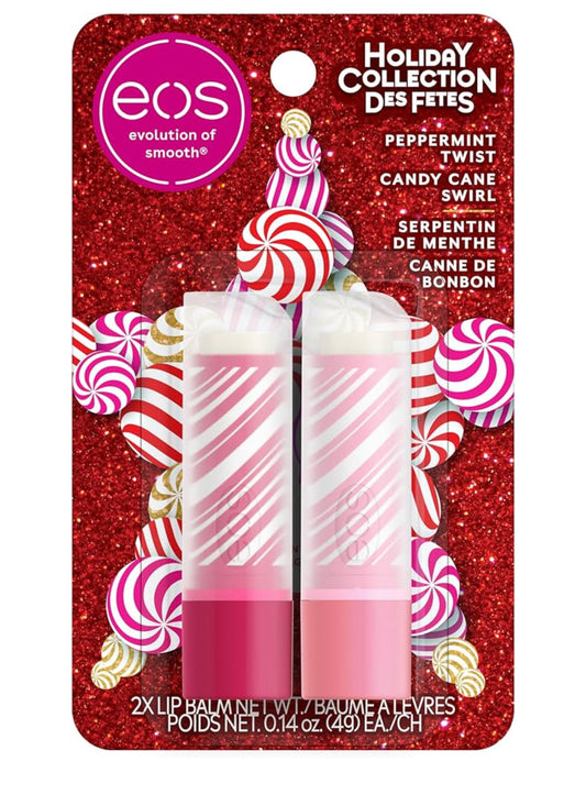 EOS Christmas Peppermint Twist & Candy Cane Swirl Lip Balm Sticks