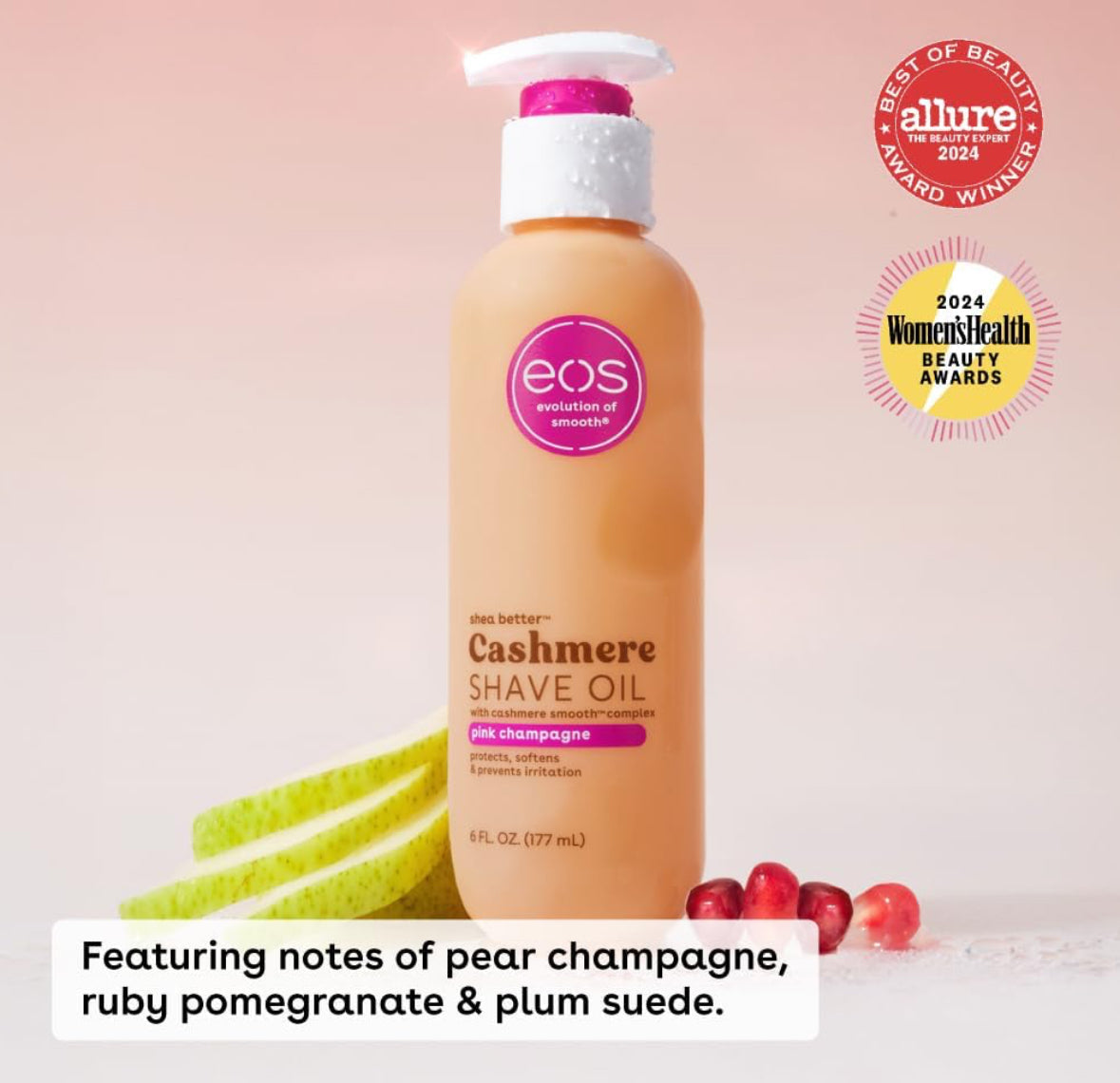 EOS Pink Champagne Shea, Cocoa & Argan Shave Oil