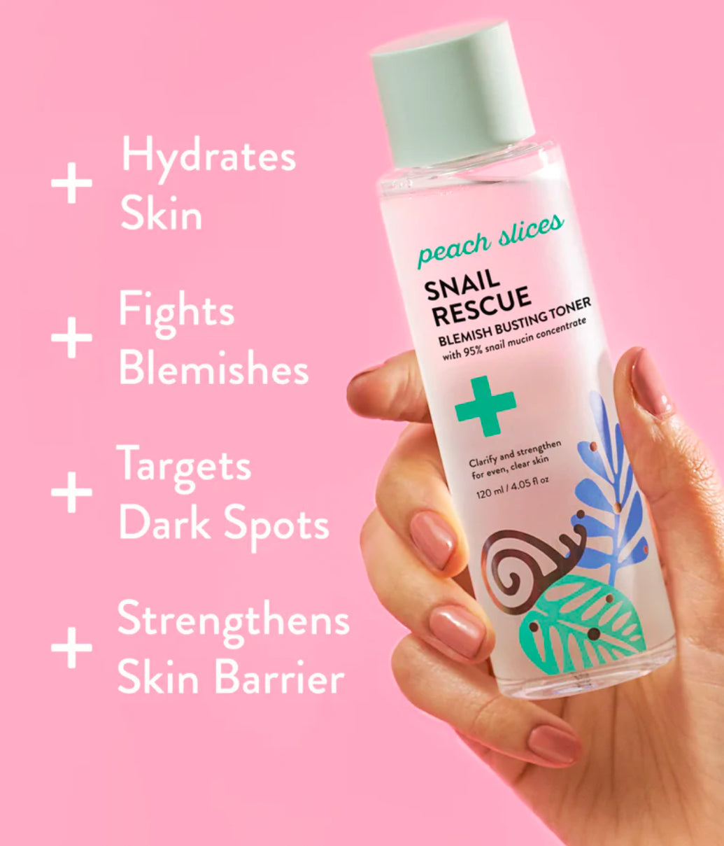Peach Slices Snail Rescue Snail Mucin Blemish-Busting Toner