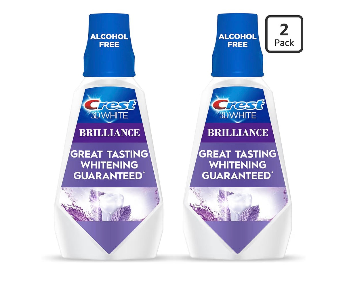 Crest 3D White Brilliance Whitening Mouthwash Clean Mint (2 Pack)