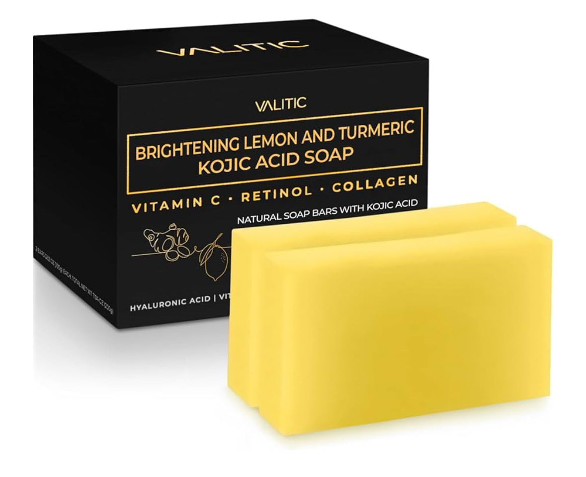 VALITIC Lemon, Turmeric & Kojic Acid Brightening Soap (2 Pack)