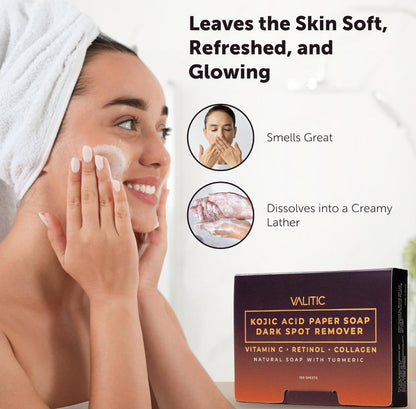 VALITIC Turmeric & Kojic Acid Dissolving Paper Soap Sheets (2 Pack)