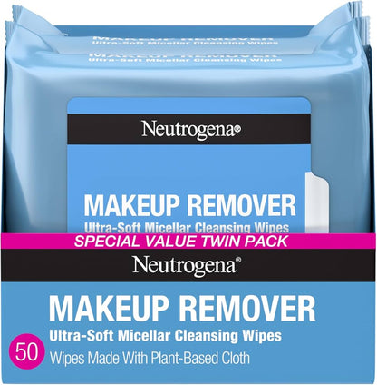 Neutrogena Micellar Alcohol-Free Makeup Remover Cleansing Wipes (Twin Pack)