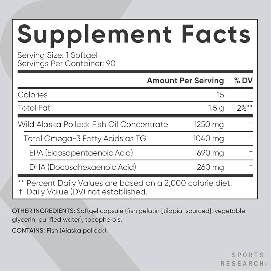 Sports Research Triple Strength Omega-3 Fish Oil 1250mg