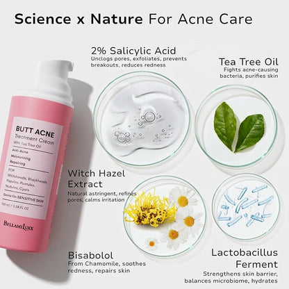 BellamiLuxx Butt & Body Acne Clearing Cream with Salicylic Acid