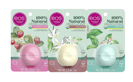 EOS Natural & Organic Shea Lip Balm – Strawberry, Vanilla & Mint (3-Pack)